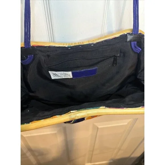 vintage liz claiborne Floral Wood Accent purse - Picture 12 of 16